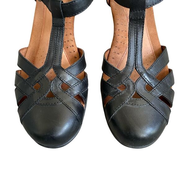 Cobb Hill Aubrey Mary Jane T-strap Shoes 10M EU 41 Black Leather Heels Retro - Picture 3 of 9